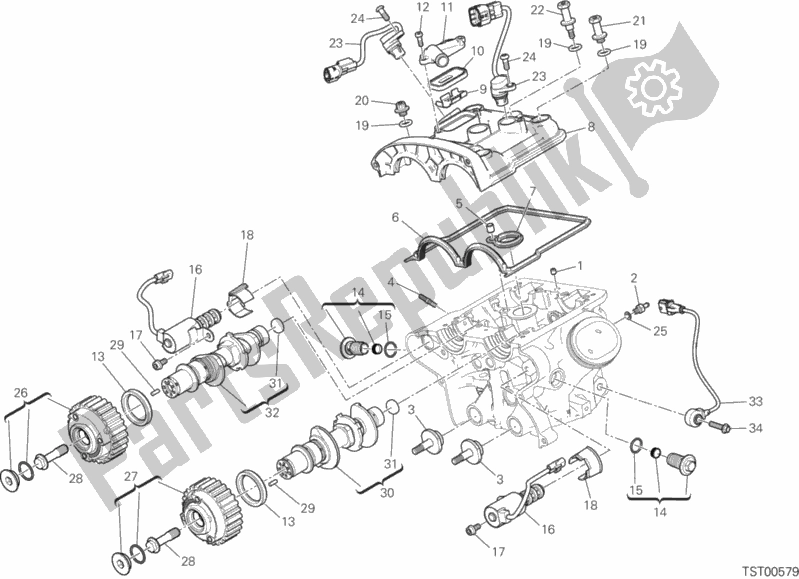 Toutes les pièces pour le Culasse Verticale - Calage du Ducati Multistrada 1200 Enduro USA 2017